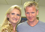 Gordon Ramsay with Sophie Gayot on the set of Hell's Kitchen