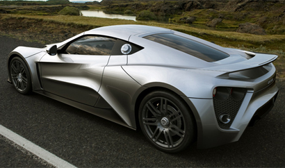 A three-quarter rear view of a Zenvo ST1